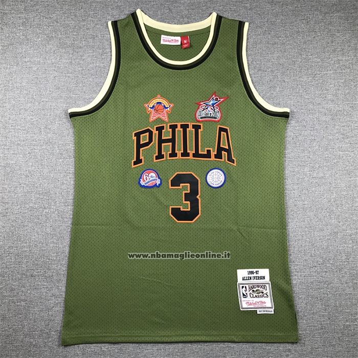 Maglia Philadelphia 76ers Allen Iverson #3 Mitchell & Ness 1996-97 Verde